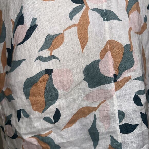 Rachel Zoe 100% Linen Floral Button Up Shirt Dress Pockets Lightweight Sz Small - Picture 7 of 8
